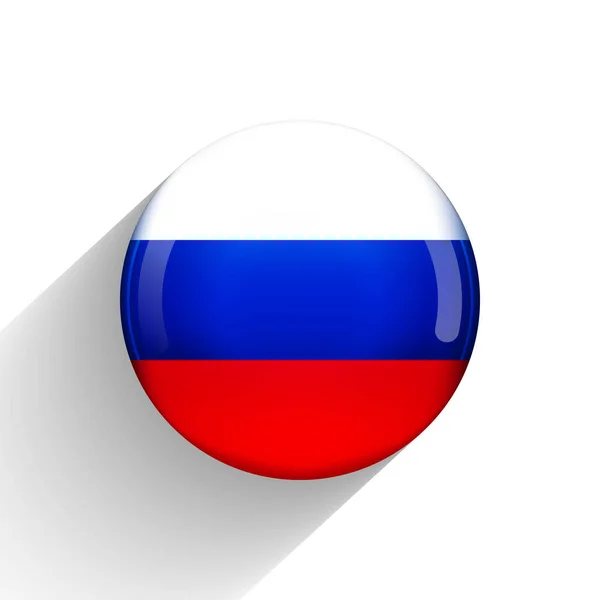 Glazen lichtbal met vlag van Rusland. Ronde bol, sjabloon icoon. Russisch nationaal symbool. Glanzende realistische bal, 3D abstracte vector illustratie gemarkeerd op een witte achtergrond. Grote bubbel — Stockvector