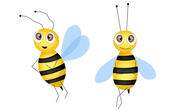 Набір мультяшних талісманів бджіл. Маленькі бджоли літають. Колекція оса. Векторні символи. Іконка інцесту. Дизайн шаблонів для запрошень, карт. Стиль Doodle — стоковий вектор