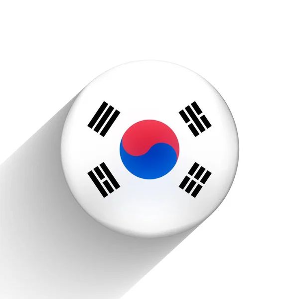 Glasboll med Koreas flagga. Rund sfär, mallikon. Koreansk nationalsymbol. Glänsande realistisk boll, 3D abstrakt vektor illustration belyst på en vit bakgrund. Stor bubbla — Stock vektor