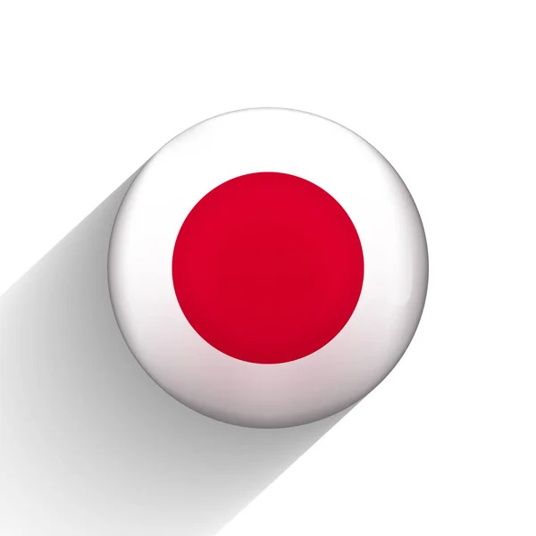 Glazen lichtbal met vlag van Japan. Ronde bol, sjabloon icoon. Japans nationaal symbool. Glanzende realistische bal, 3D abstracte vector illustratie gemarkeerd op een witte achtergrond. Grote bubbel — Stockvector