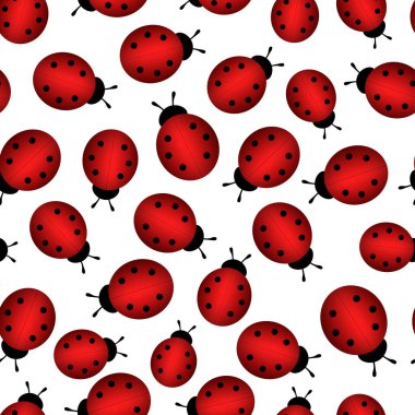 Beyaz arka planda renkli uğur böceği desenli modaya uygun hayvani desenler. Bebek için kadın çantaları olan şirin bir tatil illüstrasyonu. Davetiye, poster, kart, kumaş, tekstil için tasarım