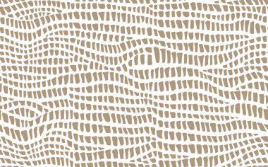 Soyut modern timsah derisi kusursuz desen. Hayvanlar modaya uygun arka plan. Baskı, kumaş ve tekstil için kahverengi ve beyaz vektör çizimi. Modern stilize timsah derisi süsü