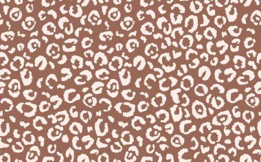 Soyut modern leopar pürüzsüz desen. Hayvanlar modaya uygun arka plan. Baskı, kart, kartpostal, kumaş ve tekstil için bej renkli dekoratif vektör çizimi. Modern stilize cilt süsü