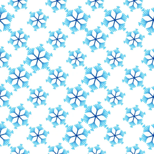 Patrón sin costuras de invierno con copos de nieve degradados de colores sobre fondo blanco. Ilustración vectorial para tela, papel tapiz textil, carteles, papel de regalo. Ilustración vector de Navidad — Vector de stock