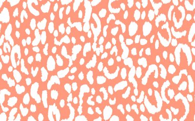 Soyut modern leopar pürüzsüz desen. Hayvanlar modaya uygun arka plan. Baskı, kart, kartpostal, kumaş, tekstil için bej ve beyaz dekoratif vektör stok çizimi. Modern stilize cilt süsü