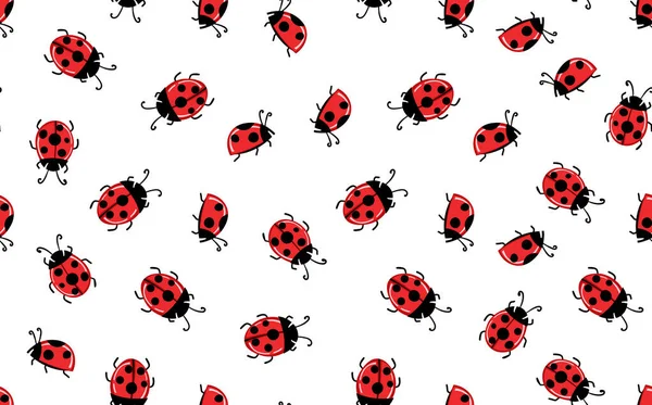 Fashion animal seamless pattern with colorful ladybird on white background. Cute holiday illustration with ladybags for baby. Design for invitation, poster, card, fabric, textile — Stock Vector