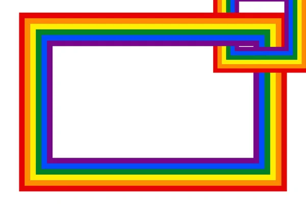 Bandiera icone LGBT, cornice quadrata. Bordo del modello, illustrazione vettoriale. L'amore vince. Simboli LGBT nei colori arcobaleno. Collezione Gay pride — Vettoriale Stock