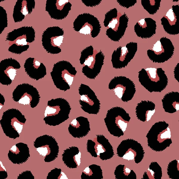 Abstrakt modern leopard sömlös mönster. Djur trendig bakgrund. PINK och svart dekorativ vektor stock illustration för tryck, kort, vykort, tyg, textil. Modern prydnad av stiliserad hud — Stock vektor