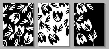 Geleneksel halk sanatları süsüyle birlikte çiçek web afişi. Doğa konsepti tasarımı. Çağdaş posterlerin modern çiçek koleksiyonu. Sosyal medya, baskı, kartpostal, İskandinav tarzı için vektör illüstrasyonu