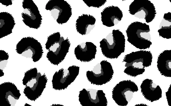 Modèle moderne abstrait sans couture léopard. Animaux arrière-plan tendance. Illustration vectorielle décorative blanche et noire pour impression, carte, carte postale, tissu, textile. Ornement moderne de la peau stylisée — Image vectorielle