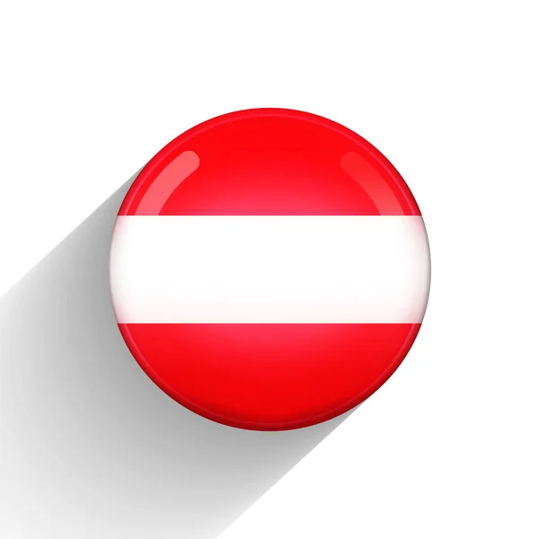 Avusturya bayraklı cam top. Yuvarlak küre, şablon simgesi. Avusturya ulusal sembolü. Parlak gerçekçi top, beyaz arkaplanda işaretlenmiş üç boyutlu soyut vektör çizimi. Büyük kabarcık — Stok Vektör