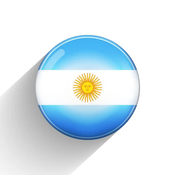 アルゼンチンの国旗がついたガラスのライトボール。丸い球、テンプレートアイコン。アルゼンチンの国民的シンボル。光沢のある現実的なボール、白い背景に強調された3D抽象的なベクトルイラスト。大きなバブル — ストックベクタ