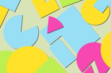 Not defteri kağıdı, kitap broşürleri, kitap, dergi, baskı için fütürist kapak tasarımı. Çoklu renk elementleri olan geometrik soyut arkaplan. Şekilli renkli desen