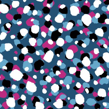 Soyut modern leopar pürüzsüz desen. Hayvanlar modaya uygun arka plan. Baskı, kart, kartpostal, kumaş ve tekstil için mavi ve siyah dekoratif vektör çizimi. Modern stilize cilt süsü
