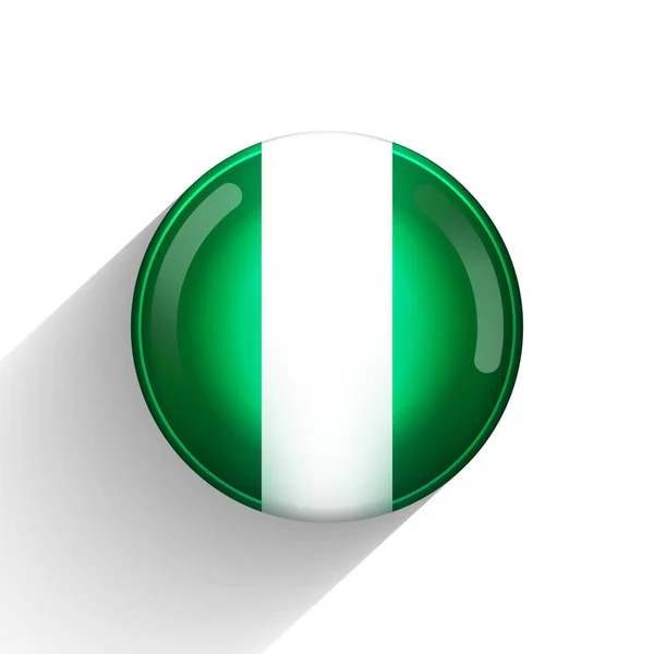Bola de luz de vidro com bandeira da Nigéria. Esfera redonda, ícone de modelo. Símbolo nacional da Nigéria. Bola realista brilhante, ilustração vetorial abstrata 3D destacada em um fundo branco. Grande bolha —  Vetores de Stock