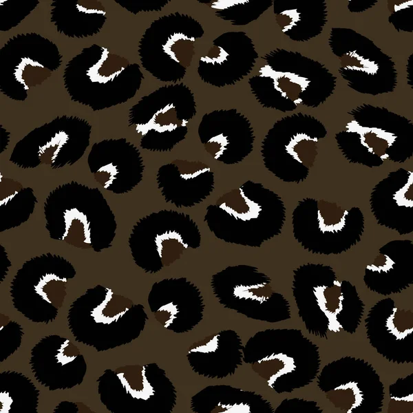 Абстрактний сучасний безшовний візерунок леопарда. Тварини модний фон. Коричнево-чорна декоративна векторна стокова ілюстрація для друку, листівки, тканини, текстилю. Сучасний орнамент стилізованої шкіри — стоковий вектор