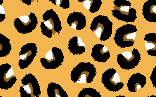 Abstract modern luipaard naadloos patroon. Dieren trendy achtergrond. Oranje en zwart decoratieve vector afbeelding voor print, kaart, ansichtkaart, stof, textiel. Moderne ornament van gestileerde huid — Stockvector