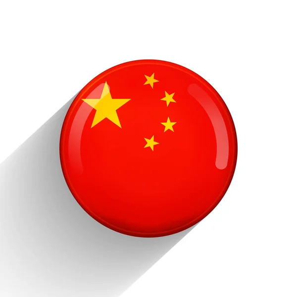 Стеклянный шар с флагом Китая. Круглая сфера, иконка шаблона. Китайский национальный символ. Глянцевый реалистичный шар, трехмерная абстрактная векторная иллюстрация на белом фоне. Большой пузырь — стоковый вектор