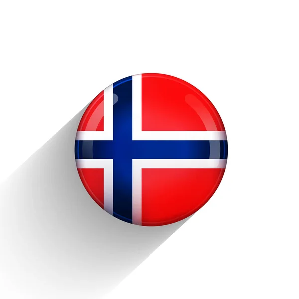 ノルウェーの国旗がついたガラスのライトボール。丸い球、テンプレートアイコン。ノルウェーのシンボル。光沢のある現実的なボール、白い背景に強調された3D抽象的なベクトルイラスト。大きなバブル — ストックベクタ