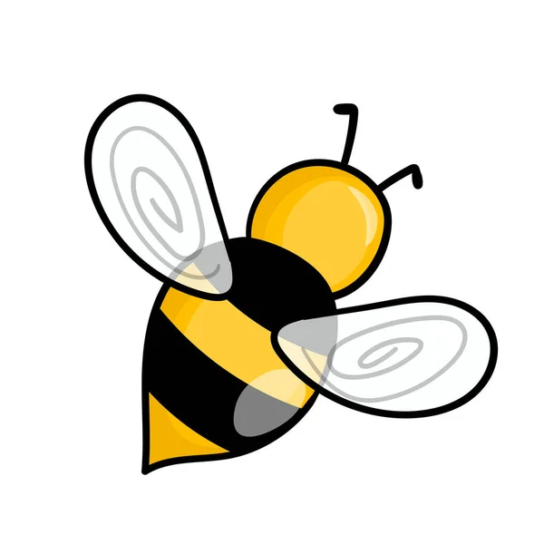 Mascota de la abeja. Una abeja pequeña vuela. Colección de avispas. Personajes vectoriales. Icono del incesto. Plantilla de diseño para invitación, tarjetas. Estilo Doodle — Vector de stock