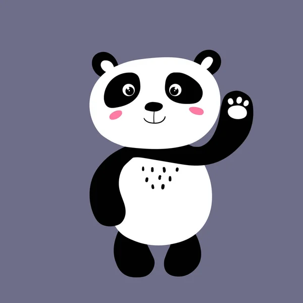 Nettes Panda-Baby isoliert auf farbigem Hintergrund. Lustige asiatische Tiere. Karte, Postkarten für Kinder. Kleines Bärenkind lächelt. Flache Vektorillustration für Stoff, Banner, Karte, Tapete, Poster. — Stockvektor