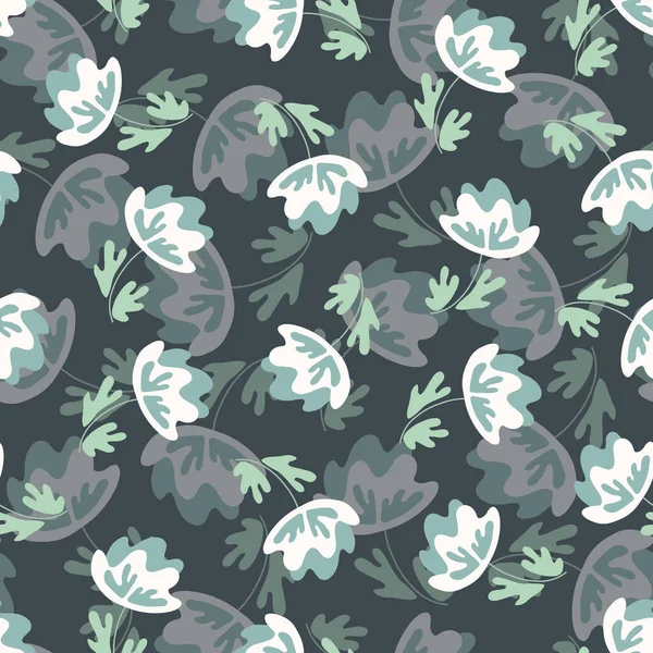 Motif floral sans couture basé sur des ornements d'art populaire traditionnel. Fleurs modernes sur fond de couleur. Style scandinave. Suède style nordique. Illustration vectorielle. Modèle minimaliste simple — Image vectorielle