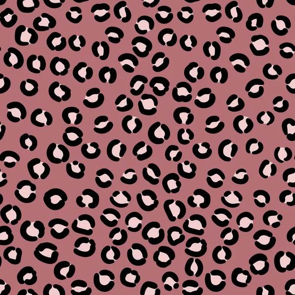 Абстрактный современный леопардовый бесшовный рисунок. Животные модного происхождения. Розовые и черные декоративные векторные иллюстрации для печати, открыток, открыток, текстиля. Современный орнамент стилизованной кожи — стоковый вектор