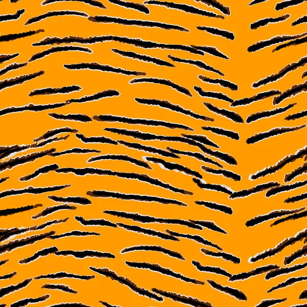 Abstrakt modern tiger sömlöst mönster. Djur trendig bakgrund. Orange och svart dekorativ vektor stock illustration för tryck, kort, vykort, tyg, textil. Modern prydnad av stiliserad hud — Stock vektor