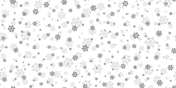Winternahtloses Muster mit grauen Schneeflocken auf weißem Hintergrund. Vektor-Illustration für Stoff, Textiltapeten, Poster, Geschenkpapier. Weihnachtsvektorillustration. Schneefall — Stockvektor