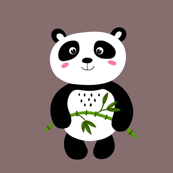 Cute dziecko panda izolowane na tle koloru. Śmieszne azjatyckie zwierzęta. Karta, pocztówki dla dzieci. Dziecko niedźwiedzia się uśmiecha. Ilustracja wektora płaskiego do tkaniny, baner, karta, tapety, plakat. — Wektor stockowy