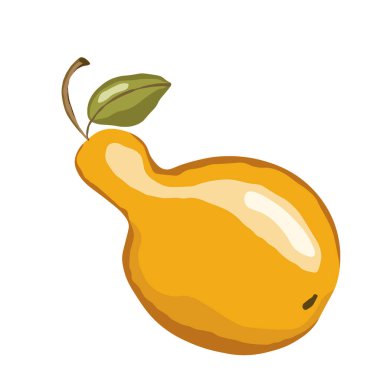 Armut simgesi beyaz arkaplanda izole edildi. Doğal lezzetli taze olgun meyveler. Ambalaj, kart ve diğer tasarım için şablon vektör çizimi. Yapraklı stilize armutlar. Yiyecek konsepti