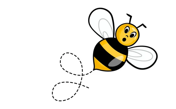 Conjunto de mascota de la abeja de dibujos animados. Abejas volando en una ruta punteada. Colección de avispas. Personajes vectoriales. Icono del incesto. Plantilla de diseño para invitación, tarjetas. Estilo Doodle — Vector de stock