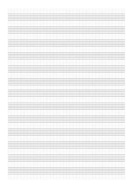 Papier quadrillé avec portées sur fond blanc. Une feuille de musique vierge avec bâton. Modèle géométrique pour la composition, l'éducation, l'école. Format A4 — Image vectorielle