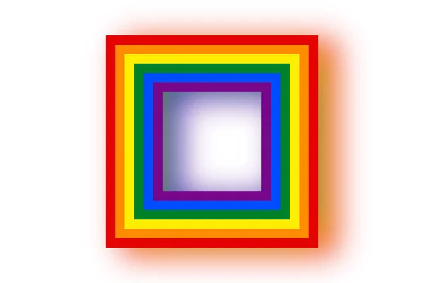 Bandiera icone LGBT, cornice quadrata. Bordo del modello, illustrazione vettoriale. L'amore vince. Simboli LGBT nei colori arcobaleno. Collezione Gay pride — Vettoriale Stock