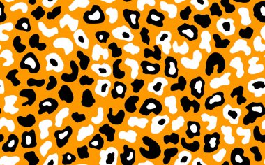 Soyut modern leopar pürüzsüz desen. Hayvanlar modaya uygun arka plan. Baskı, kart, kartpostal, kumaş ve tekstil için renkli dekoratif vektör çizimi. Modern stilize cilt süsü