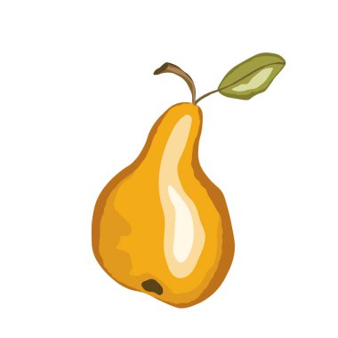 Armut simgesi beyaz arkaplanda izole edildi. Doğal lezzetli taze olgun meyveler. Ambalaj, kart ve diğer tasarım için şablon vektör çizimi. Yapraklı stilize armutlar. Yiyecek konsepti