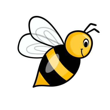 Çizgi film arısı maskotu. Küçük bir arı uçar. Eşek arısı koleksiyonu. Vektör karakterler. Ensest ikonu. Davetiye için şablon tasarımı, kartlar. Doodle tarzı