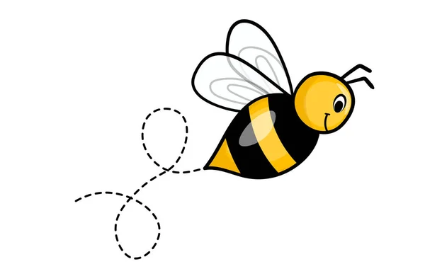 Набір мультяшних талісманів бджіл. Маленькі бджоли летять на пунктирному шляху. Колекція оса. Векторні символи. Іконка інцесту. Дизайн шаблонів для запрошень, карт. Стиль Doodle — стоковий вектор