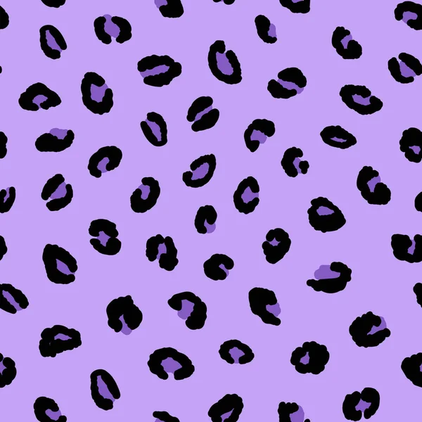 Abstrakt modern leopard sömlös mönster. Djur trendig bakgrund. Svart och violett dekorativ vektor illustration för tryck, kort, vykort, tyg, textil. Modern prydnad av stiliserad hud — Stock vektor