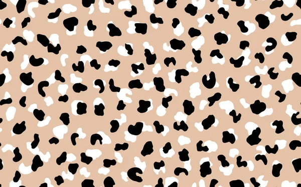 Absztrakt modern leopárd zökkenőmentes minta. Állatok trendi háttér. Bézs és fekete dekoratív vektorkészlet illusztráció nyomtatáshoz, kártyához, képeslaphoz, szövethez, textilhez. Modern dísz stilizált bőr — Stock Vector