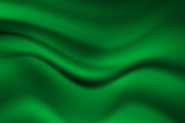 İpek yeşili arka plan. Kopya uzayı ile soyut vektör deseni. Sıvı dalga dokusu, pürüzsüz örtü duvar kağıdı. Düğün kumaşı, saten. Pankart, kart, kartpostal, arkaplan için dalgalı tasarım