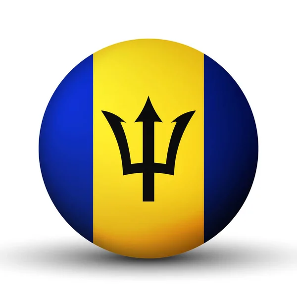 Bola ligera de vidrio con bandera de Barbados. Esfera redonda, icono de plantilla. Símbolo nacional. Bola realista brillante, ilustración vectorial abstracta 3D resaltada sobre un fondo blanco. Burbuja grande — Vector de stock