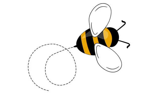 Карикатурный талисман пчелы. Маленькие пчелы летят по маршруту. Коллекция ос. Векторные знаки. Значок инцеста. Дизайн шаблона приглашения, открытки. Дудл — стоковый вектор