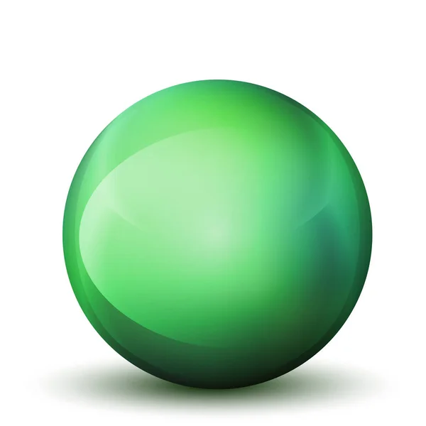 玻璃绿色球或珍珠项链。光滑逼真的球，3D抽象矢量插图突出白色背景。有阴影的大金属气泡 — 图库矢量图片
