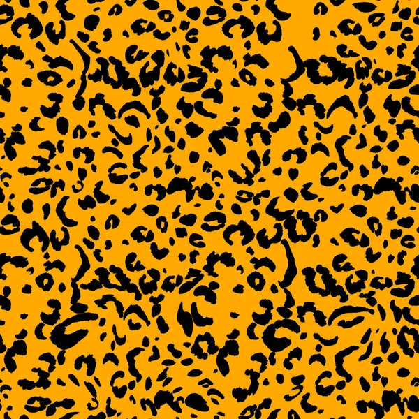 Abstraktes modernes Leopardenmuster. Tiere trendy Hintergrund. Orange und schwarz dekorative Vektorstockillustration für Druck, Karte, Postkarte, Stoff, Textil. Modernes Ornament stilisierter Haut — Stockvektor
