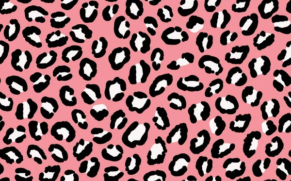 Soyut modern leopar pürüzsüz desen. Hayvanlar modaya uygun arka plan. Baskı, kart, kartpostal, kumaş, tekstil için PINK ve siyah dekoratif vektör stok çizimi. Modern stilize cilt süsü