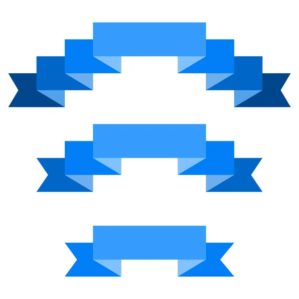 Σύνολο μπλε επίπεδες κορδέλες που απομονώνονται σε λευκό φόντο. Εικονογράφηση διανύσματος ταινιών banner — Διανυσματικό Αρχείο