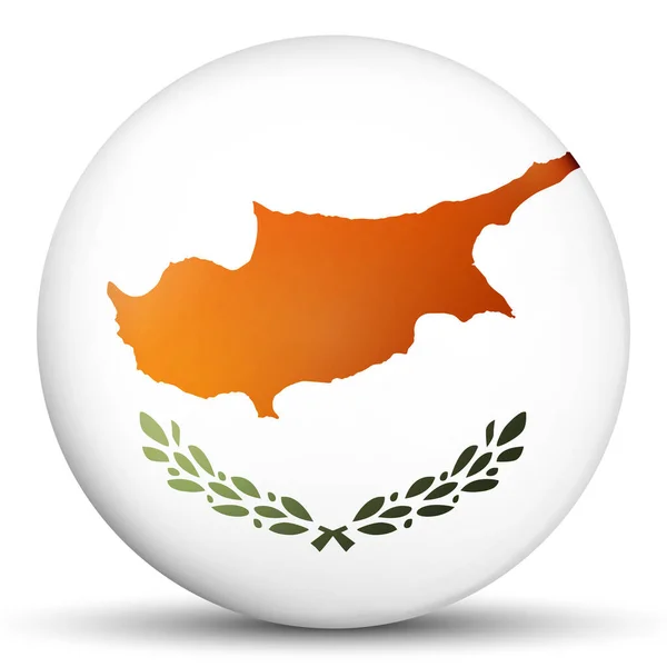 キプロスの旗を持つガラスライトボール。丸い球、テンプレートアイコン。国のシンボル。光沢のある現実的なボール、白い背景に強調された3D抽象的なベクトルイラスト。大きなバブル — ストックベクタ