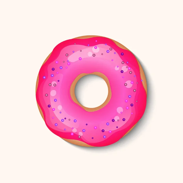 Donut com cobertura de cor e pó multicolorido isolado em um fundo branco. ícone de comida realista 3d. Modelo design moderno para convite, cartaz, cartão, tecido. Ilustração vetorial realista — Vetor de Stock