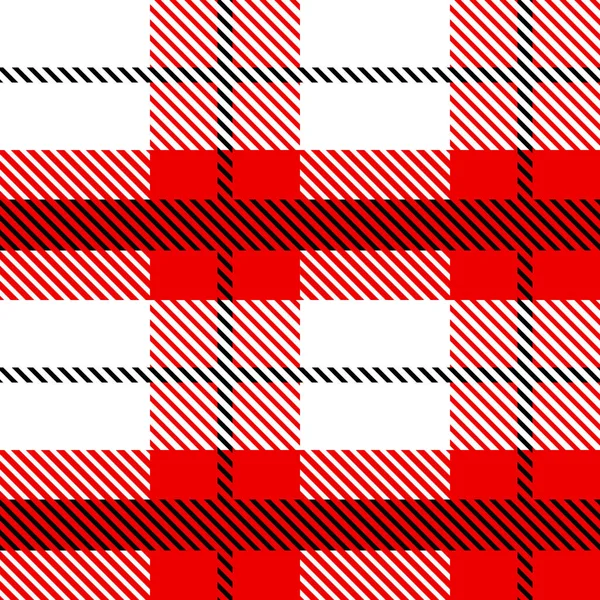 Vermelho e preto Escócia têxtil sem costura padrão. Textura de tecido verificar xadrez tartan. Fundo geométrico abstrato para pano, cartão, tecido. Design de repetição monocromática. Ornamento quadrado moderno — Vetor de Stock